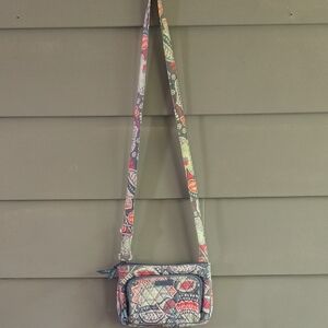 Vera Bradley Red and Green Crossbody Bag with Adjustable Strap
